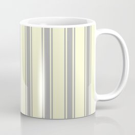 [ Thumbnail: Light Yellow & Dark Gray Colored Lines Pattern Coffee Mug ]