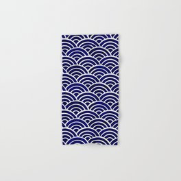 Japanese Seigaiha Wave – Navy Palette Hand & Bath Towel