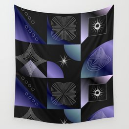 Black Neo Modernism Pattern -with abstract geometric shapes and forms- Wall Tapestry
