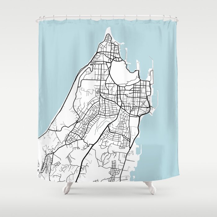 Rhodes City Map of Greece - Circle Shower Curtain