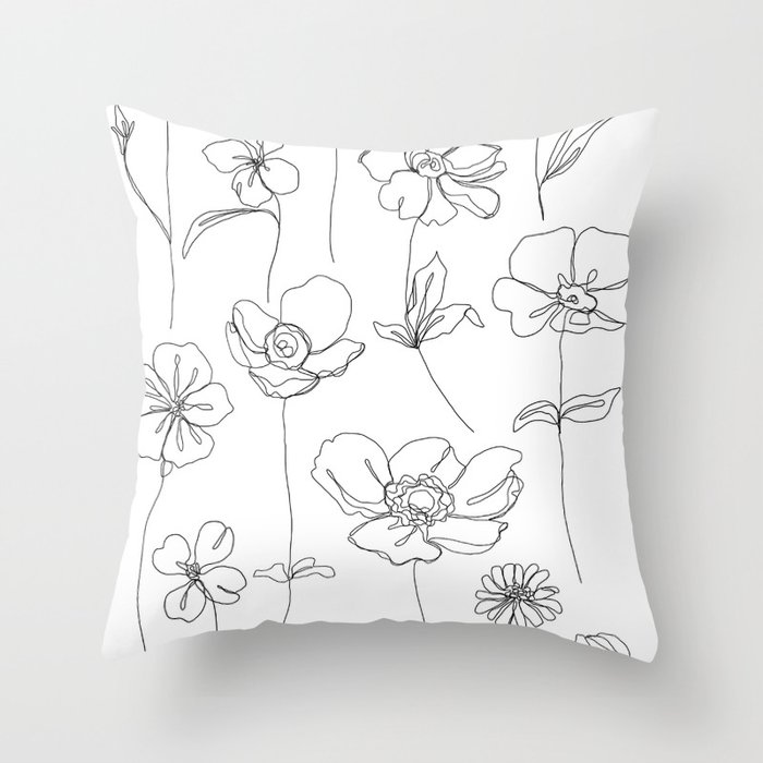 Botanical illustration drawing - Botanicals White Throw Pillow