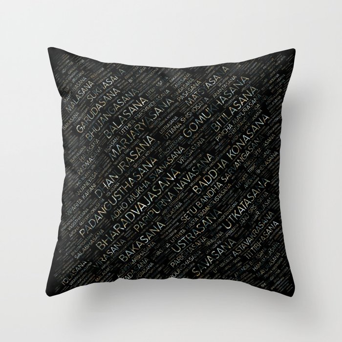 Yoga Asanas / Poses Sanskrit Word Art Throw Pillow by Creativemotions