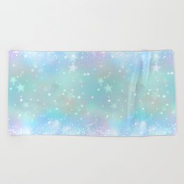 Iridescent Sparkly Stars Pattern Beach Towel