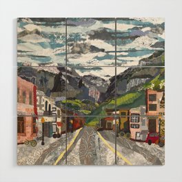 Telluride in torn paper Wood Wall Art