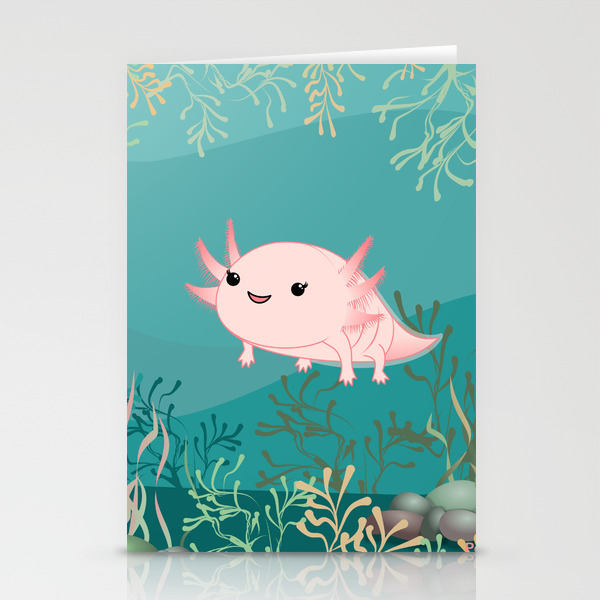 Axolotl Baby Kawaii Stationery Cards By Pendientera Society6