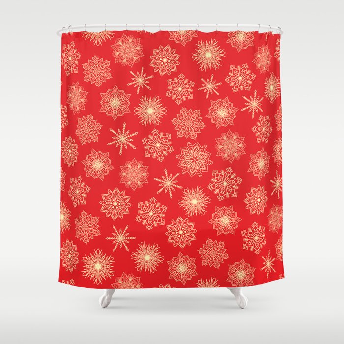 Festive Red Christmas Holidays Shower Curtain
