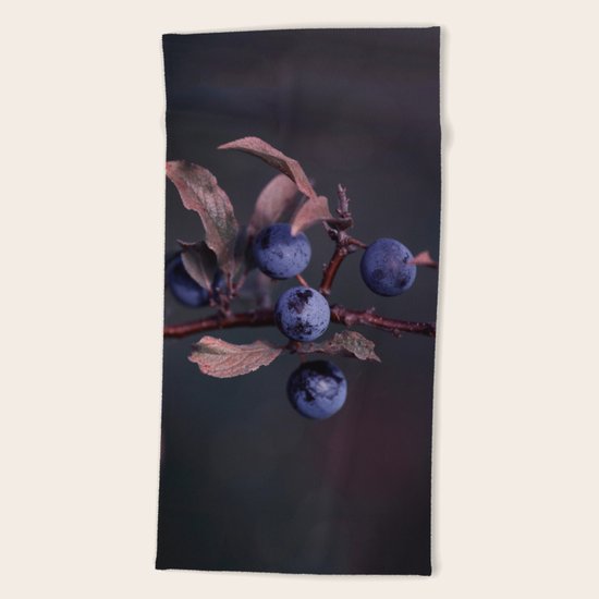 Purple Autumn Berries close up Beach Towel