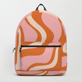 Liquid Swirl Retro Abstract Pattern in Orange Pink Cream Backpack