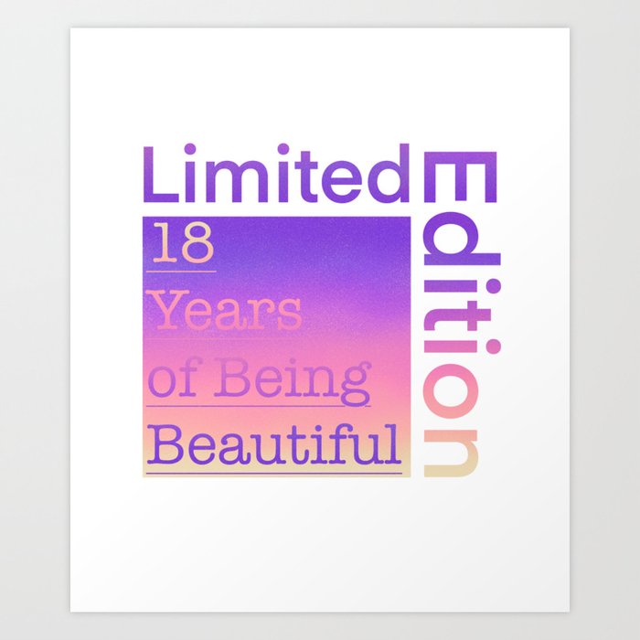 18 Year Old Gift Gradient Limited Edition 18th Retro Birthday Art Print