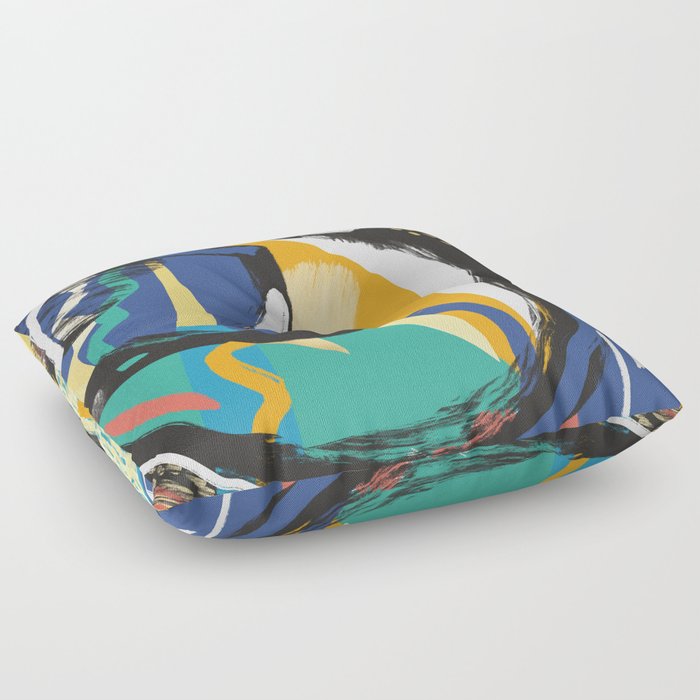 Colorful summer curl abstract Floor Pillow