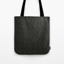 Black and Dark Gray Funky Retro Ring Pattern 3 - Diamond Vogel 2022 Popular Colour Clover Patch 0431 Tote Bag