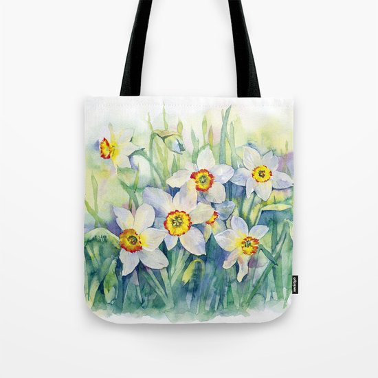 Daffodils watercolor illustration Tote Bag