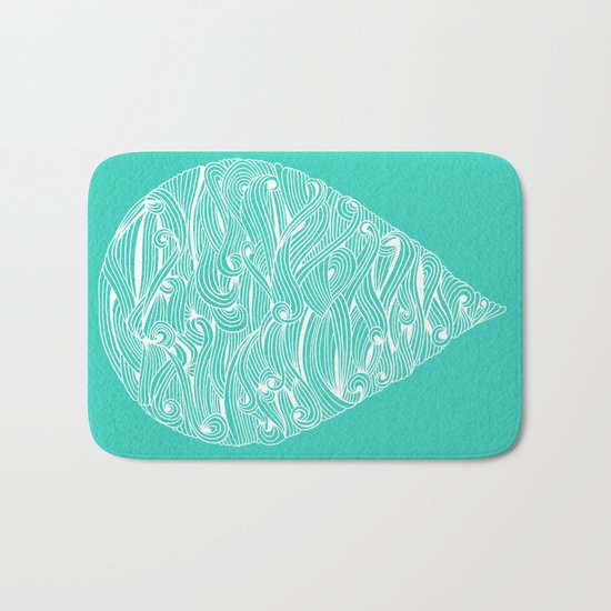 Water Drop – White on Turquoise Bath Mat