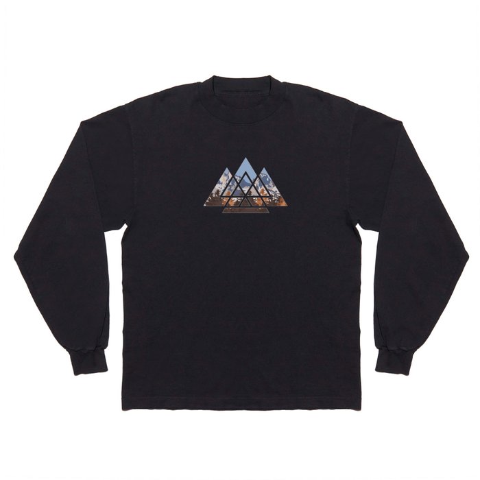 Mountain Landscape Geometric Long Sleeve T Shirt