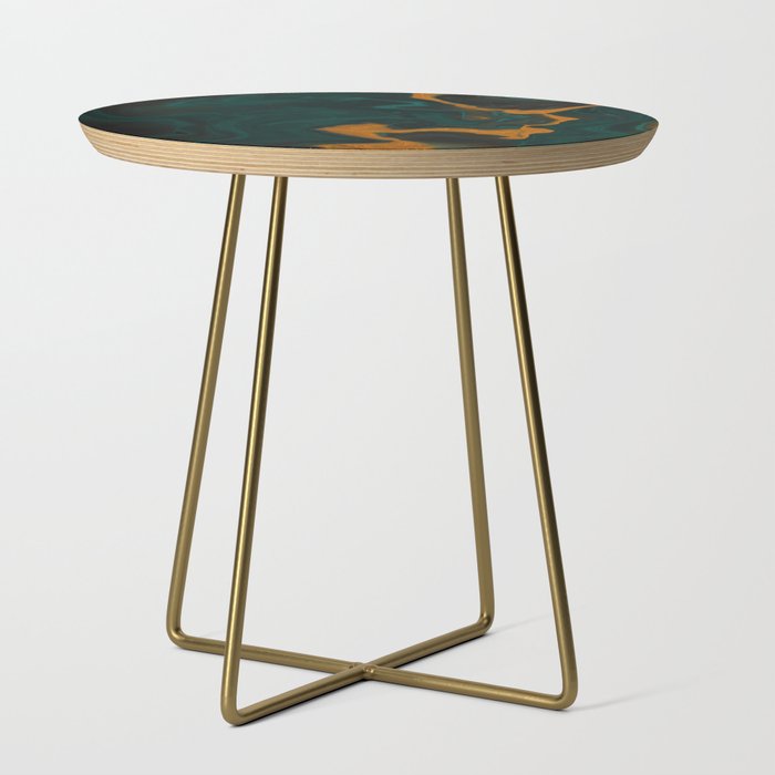 Emerald Green Malachite + Gold Twisted Swirl Marble Side Table