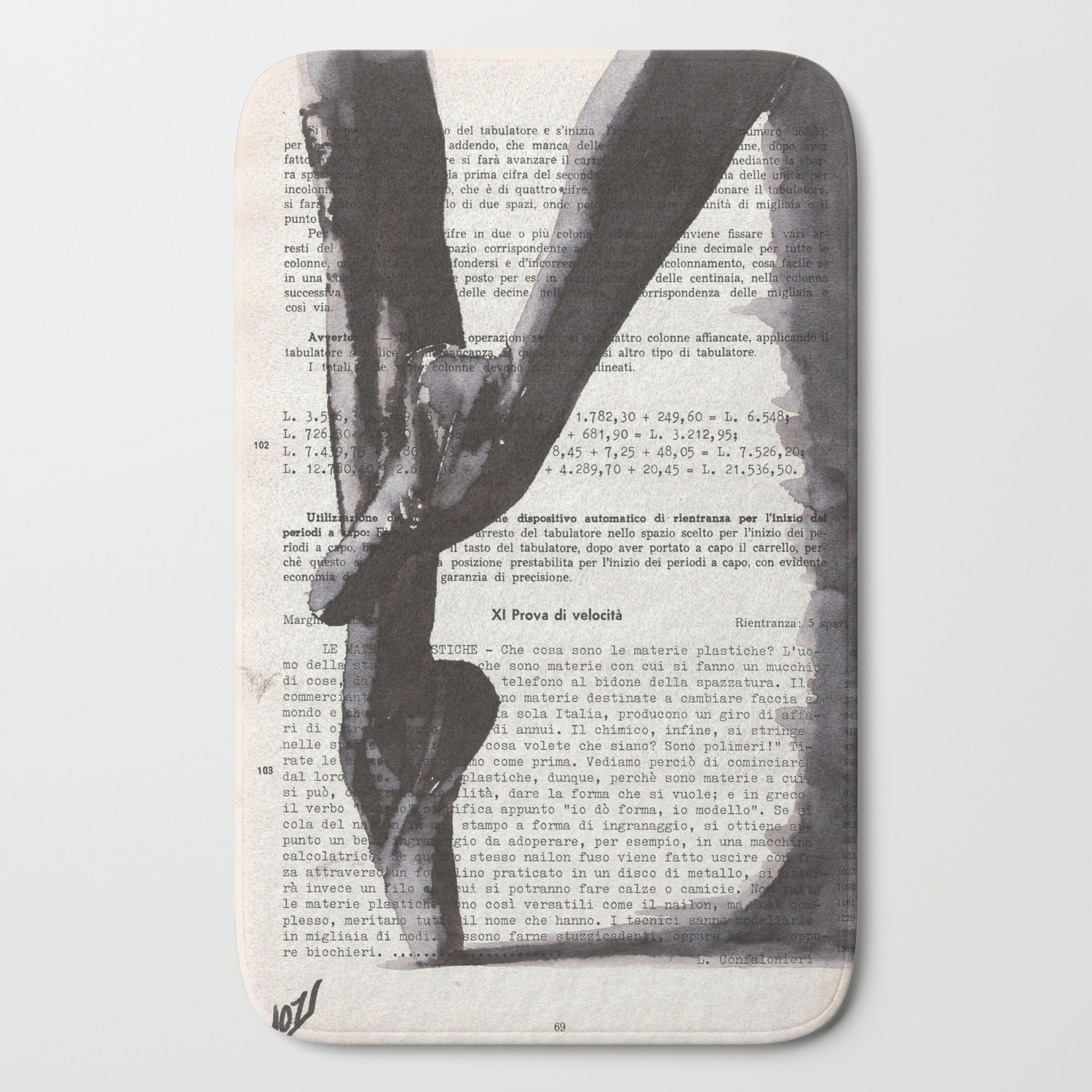 On Toes Ink Drawing Bath Mat By Layla Oz Society6