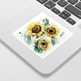 Lovely Watercolor Sunflowers Sticker
