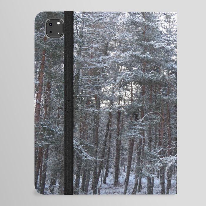Scottish Highlands Snow Covered Pine Forest iPad Folio Case