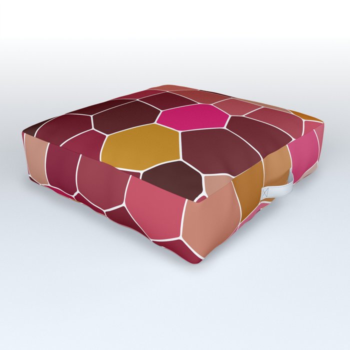 Hexagon Abstract Pink_Olive Outdoor Floor Cushion
