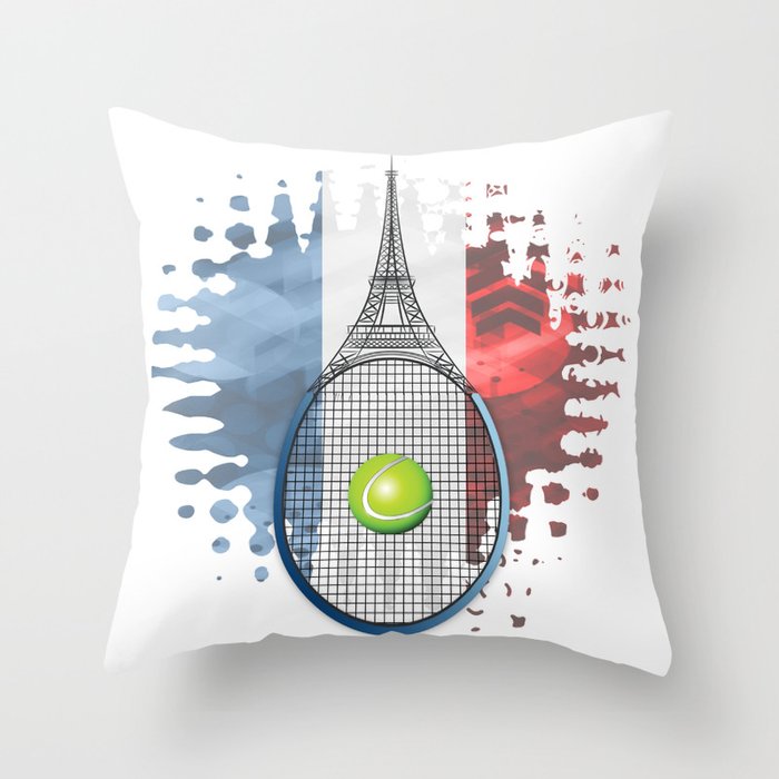 Racquet Eiffel Tower With French Flag Colors In Background Throw Pillow By Sportxioma Society6
