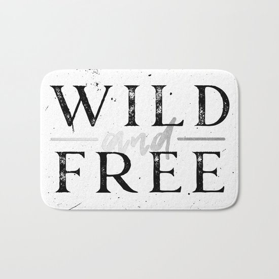 Wild and Free Silver on White Bath Mat