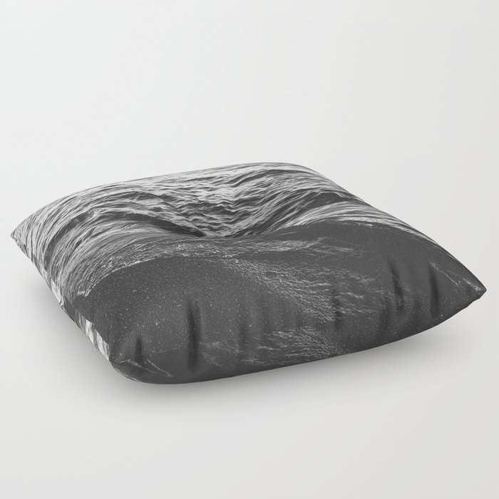 Black Sand Beach | Lake Superior | Black and White Travel Photography in Minnesota Floor Pillow