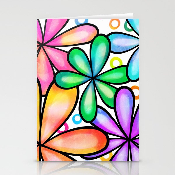 Watercolor Doodle Daisy Flower Pattern 12 Stationery Cards