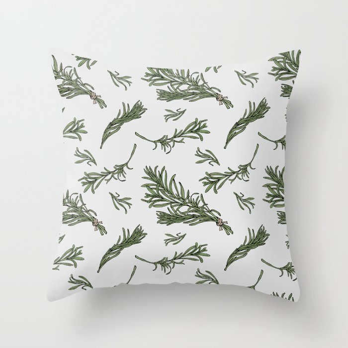 Rosemary rustic pattern Throw Pillow