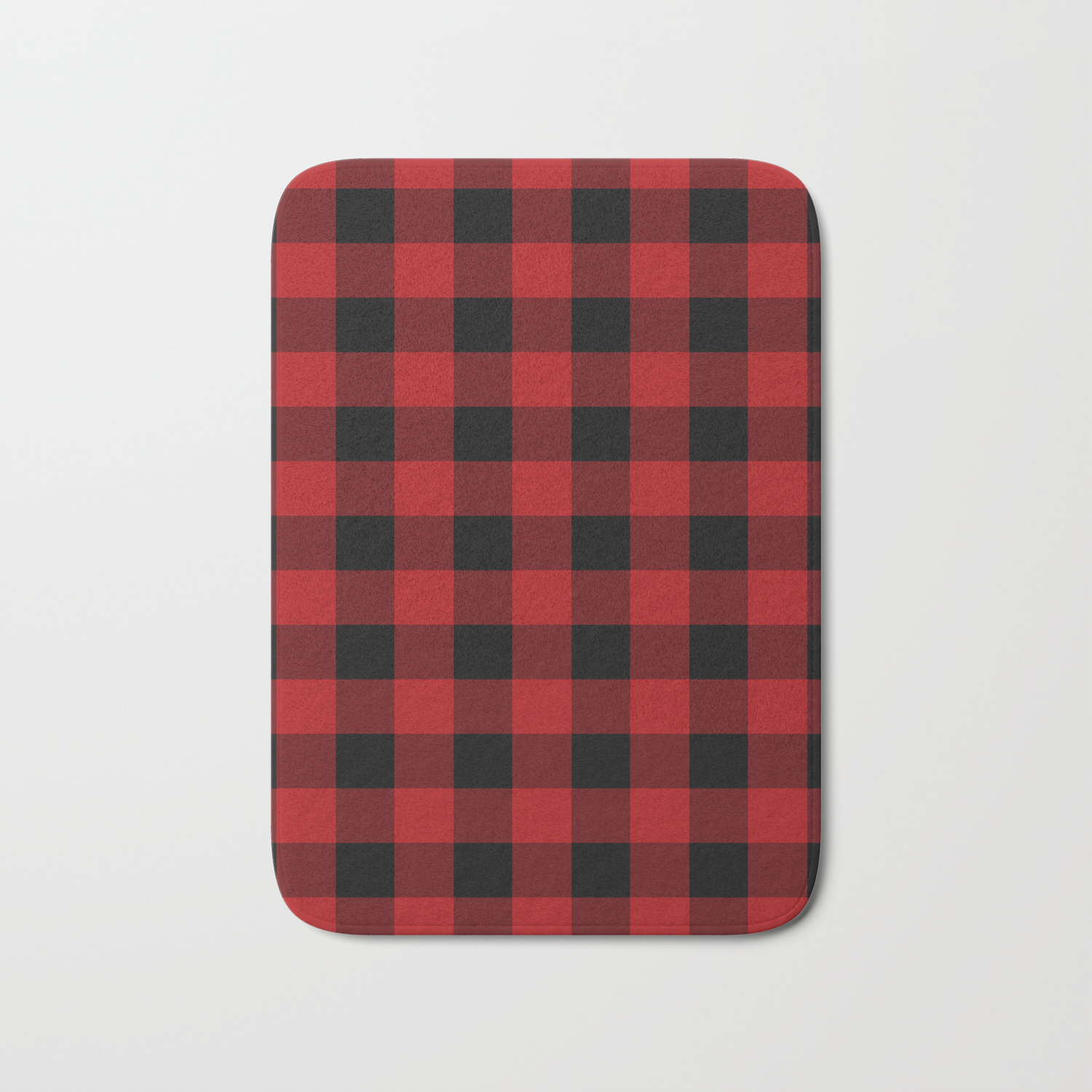Red and Black Checkered Bath Mat and Rugs