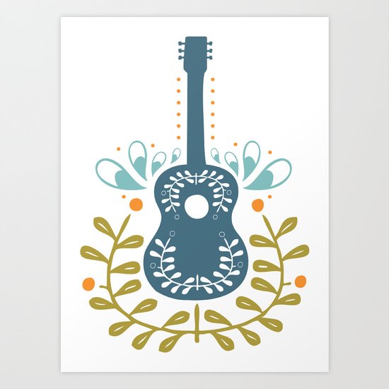 Fancy folk guitar Art Print