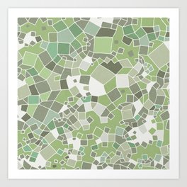 Abstract geometric map Pattern 2. Green Art Print