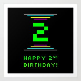 [ Thumbnail: 2nd Birthday - Nerdy Geeky Pixelated 8-Bit Computing Graphics Inspired Look Art Print ]