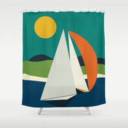 mid century sails Shower Curtain