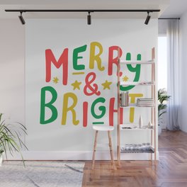 Merry and Bright (red/green/gold) Wall Mural