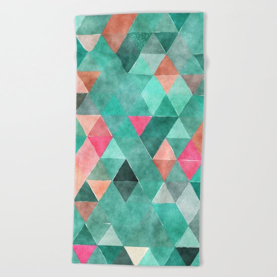 Retro Triangles Pattern 03 Beach Towel