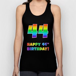 [ Thumbnail: HAPPY 44TH BIRTHDAY - Multicolored Rainbow Spectrum Gradient Tank Top ]