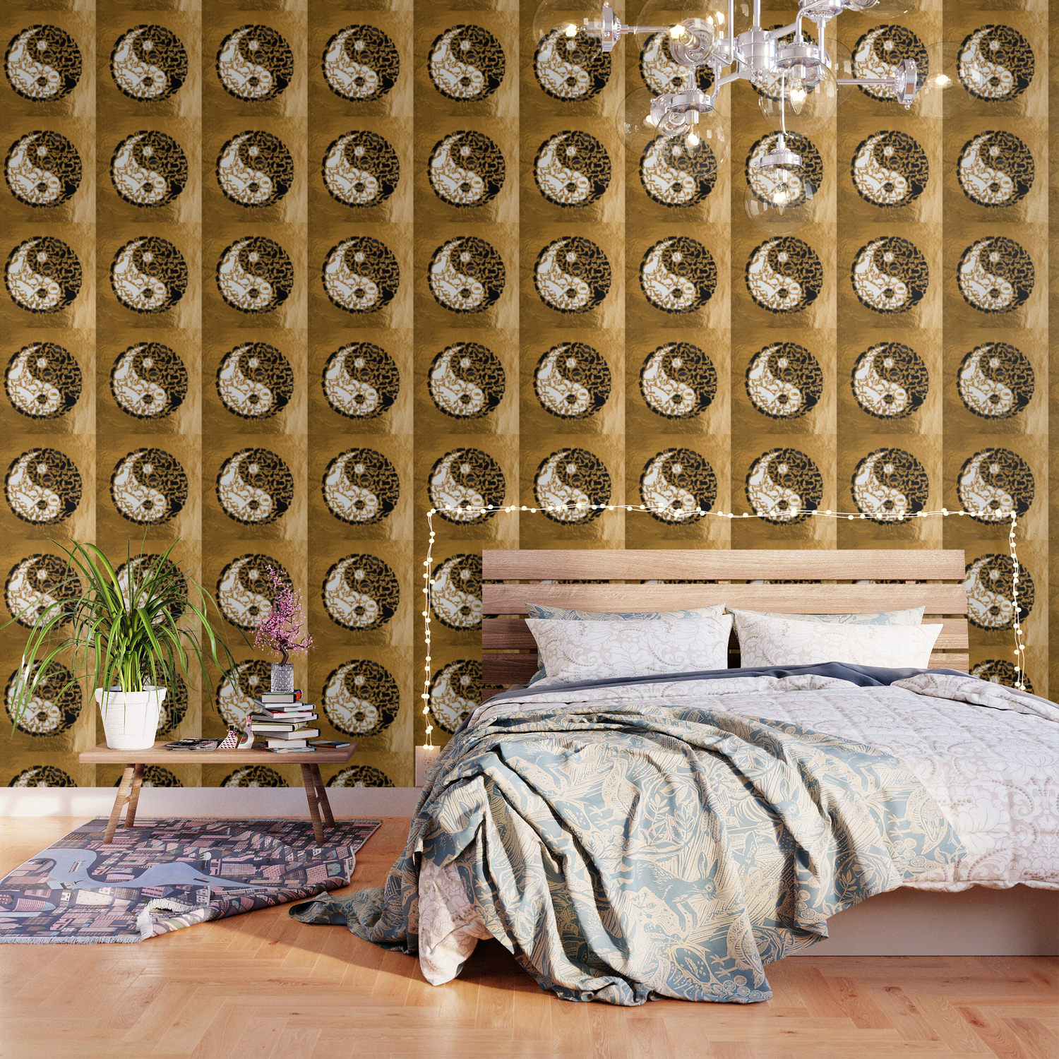 Yin Yang Cats Gold Wallpaper By Birthday By Frankenberg Society6