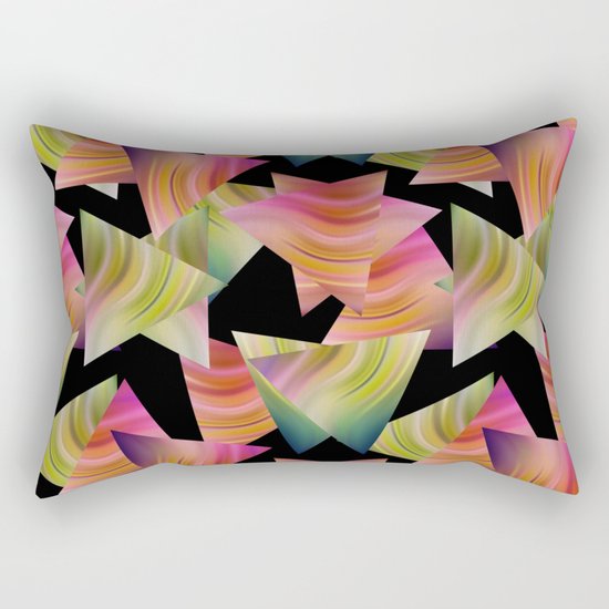 Abstraction . Rainbow triangles . Rectangular Pillow