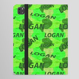  Logan pattern in green colors and watercolor texture iPad Folio Case