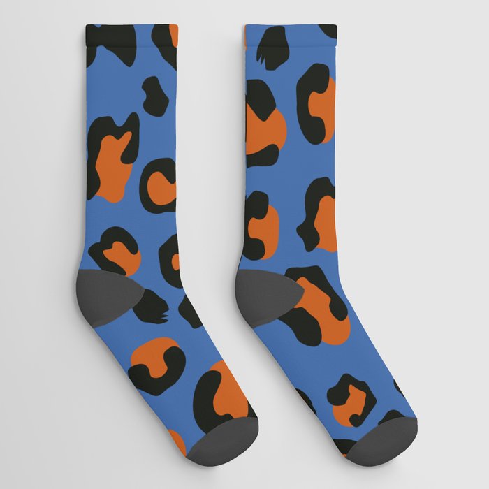 Blue Urban Jungle - Leopard Pattern  Socks