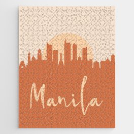 MANILA PHILIPPINES CITY SUN SKYLINE EARTH TONES Jigsaw Puzzle