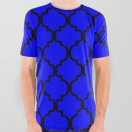Moroccan Trellis (Black & Blue Pattern) All Over Graphic Tee