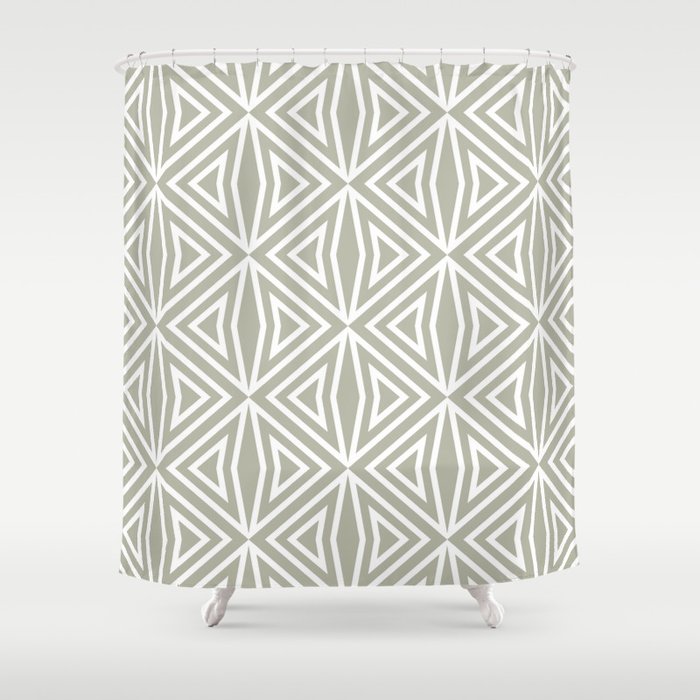 Earthy Green and White Diamond Tile Pattern 3 Pairs 2022 Color of the Year October Mist 1495 Shower Curtain