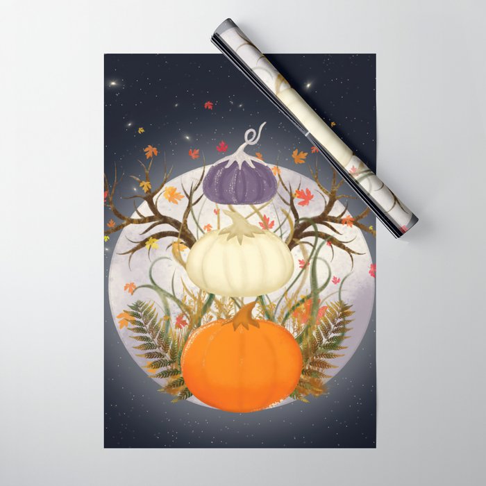 Floating Frosted Pumpkins Wrapping Paper