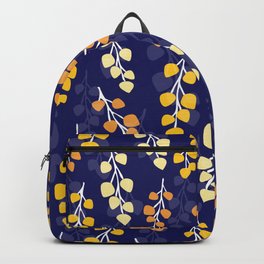 Birch Leaves Backpack | Digital, Gold, Leaves, Birchleaves, Yellow, Graphicdesign, Foliage, Orange, Blue, Stylized 