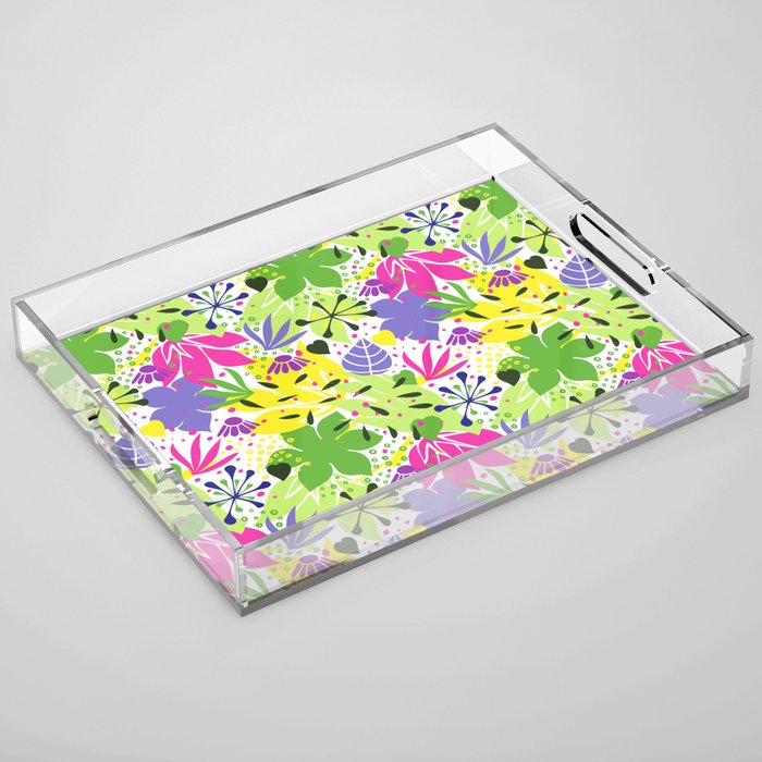 Flora Alegra is a lovely abstract flowers-and-leaves pattern. Acrylic Tray