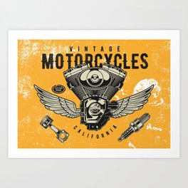 VINTAGE MOTORCYCLE Art Print