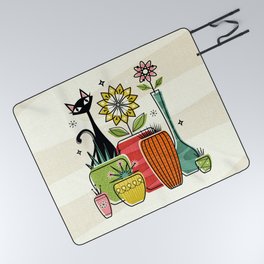 Plants, Pots, and a Pussycat ©studioxtine Picnic Blanket