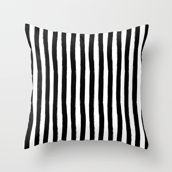 Black And White Cabana Stripes Palm Beach Preppy Throw Pillow By