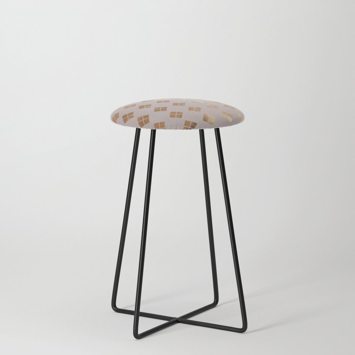 Stylish Mauve Pink Gold Geometric Argyle Diamonds Counter Stool